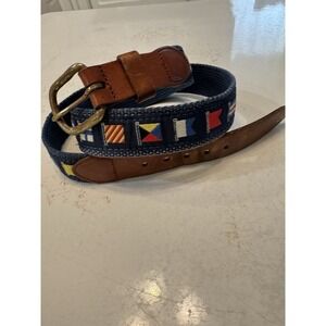 LEATHER MAN LTD nautical flag men's belt size 32